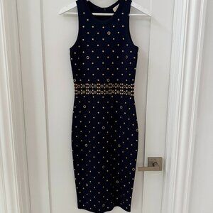 Michael Kors Studded Stretch-Viscose Dress Blue XS